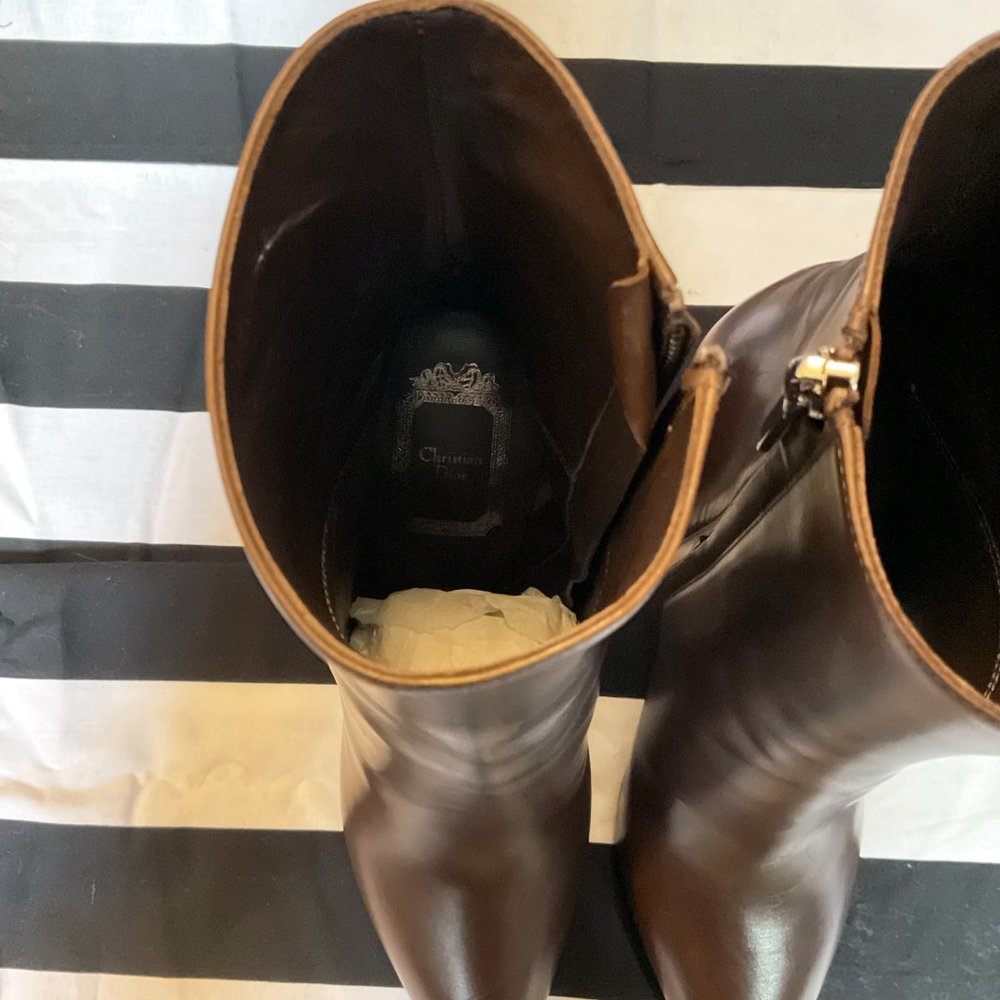 Dior Brown Heeled Boots Size 8 / 38 NIB NWT NBW - Picture 10 of 11